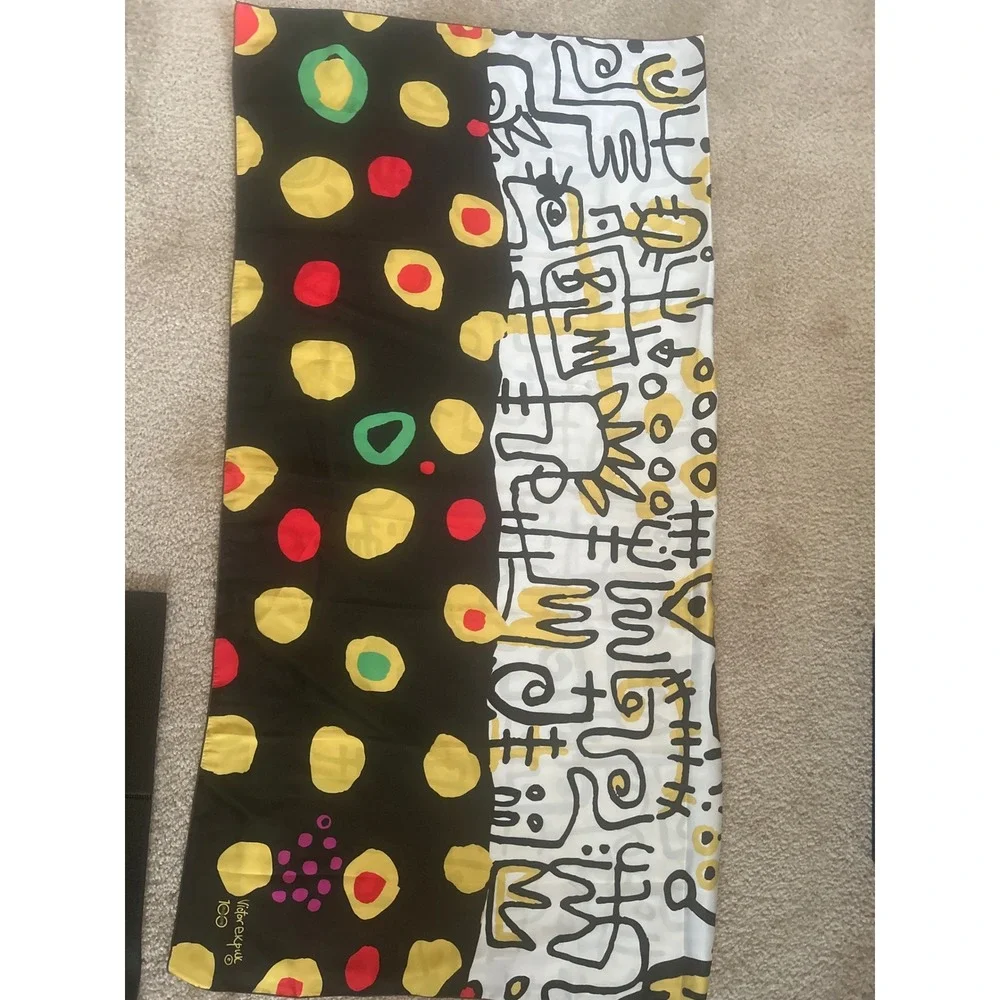 RARE Victor Ekpuk Limited Edition 1/100 Silk Scarf – Nsibidi Abstract Art 50x50